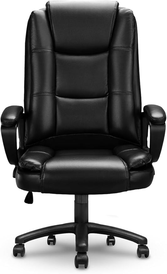 OFIKA Home Office Chair, 400LBS Big and Tall Computer Chair Heavy Duty Design, Ergonomic High Back Cushion Lumbar Back Support, Adjustable Executive Leather with Armrest