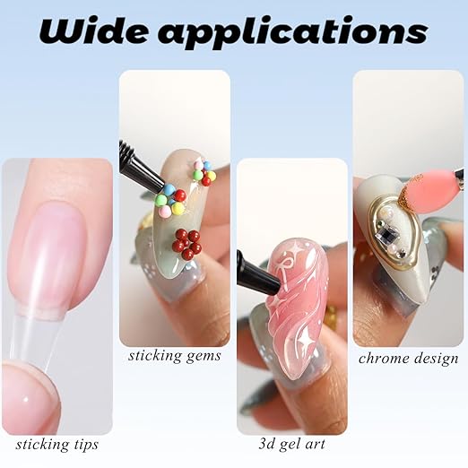 Soft Gel Nail Tips Glue, 2Pcs 15ml Super Strong Semi Solid Nail Glue Gel UV Light Curing Needed Glues for Press On Clear False Tips Bonding Acrylic Nails Extension Home Manicure