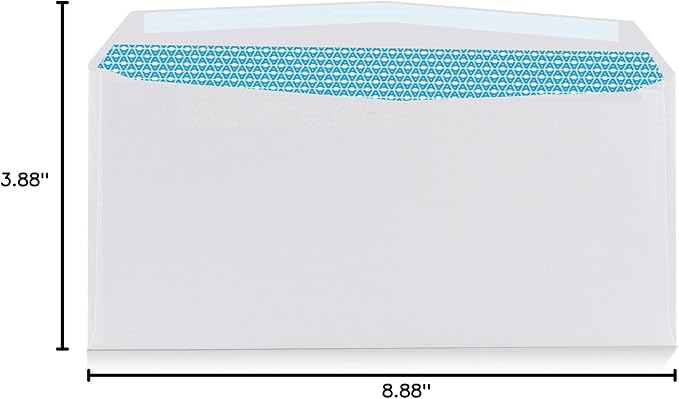 Aimoh 500#9 Security White Envelopes, GUMMED Closure, Premium Security Tint Pattern - No Window, EnveGuard, Size 3-7/8 x 8-7/8 Inches - White - 24 LB - 500 Count (30128)