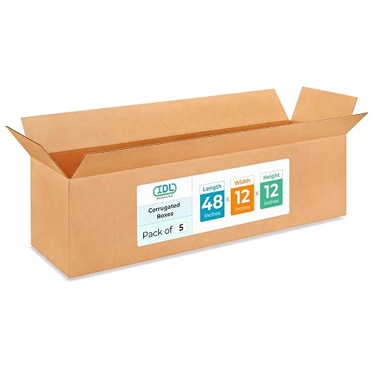 Extra Large Shipping & Moving Boxes 48 x 12 x 12"(5-Pack) - Extra Strength 200 lb vs Regular - Corrugated Packing Boxes for Moving - Large Moving Box for USPS - Shipping Box by IDL Packaging | Extra Strength 200 lb vs Regular - Corrugated Packing Boxes...