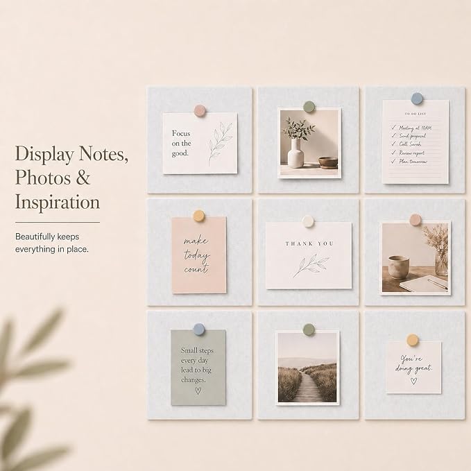 Felt Bulletin Board Tiles, Cork Board Alternative, 48 x 36 in | 0.35 in modular felt wall tiles for notes, photos, schedules, reminders in offices, classrooms, home & office workspace
