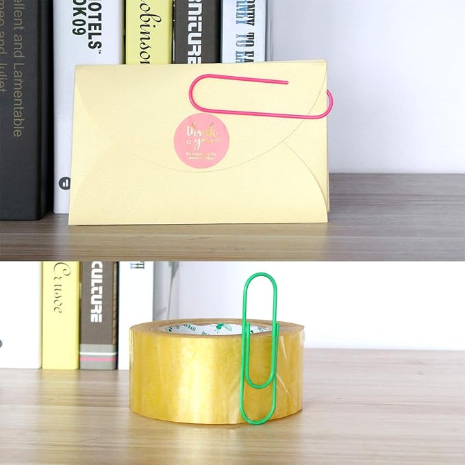 Coideal Super Large Paperclips Colored, 30 Pack 4 Inch Jumbo XL Mega Paper Clips Holder Vinyl Coated Assorted Color for Office (10 cm)