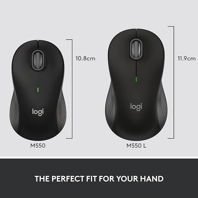 Logitech Signature M550 Wireless Mouse - for Small to Medium Sized Hands, 2-Year Battery, Silent Clicks, Bluetooth, Multi-Device Compatibility - Black