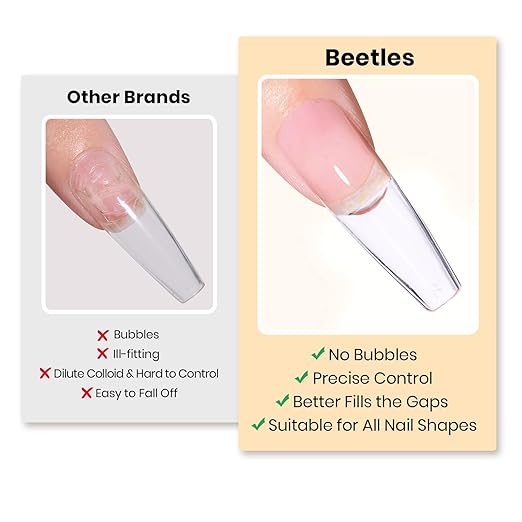Beetles Solid Nail Glue Gel for False Tips, 15g Strong Adhesion for Clear Press on Acrylic Tips, Hard Gel 3D Sculpting for Spring Nail Art UV Light Cured