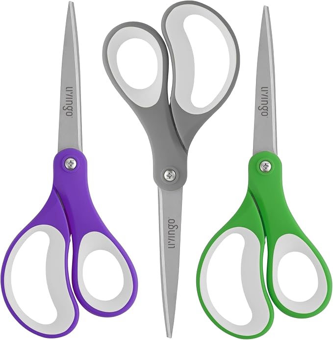 LIVINGO 36 Pack 8" Sharp Bulk Scissors Set All Purpose for Office & School | Stainless Steel Blades Shears for Middle High Teacher and Student Classroom Crafts Cutting Paper, Fabric