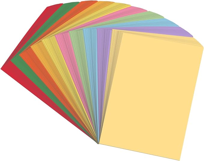 100 Sheets Colored Paper - Multi-Color Copy Paper, 8.5" x 11", 20 lb | 10 Color - Colored Printer Papers - 200 Pages, Assorted Colors, For Office, School, Home