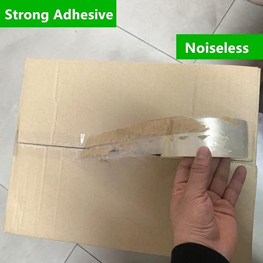 COSIMIXO 12-Pack No Noise Silent Packing Tape 2.4mil x 1.88" x55Yards,Industrial Heavy Duty Noiseless Packaging Tape for Quiet Packing Shipping Moving and Storage