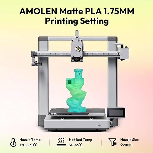 AMOLEN Matte PLA Filament 1.75mm,Bicolor Rainbow Bundle PLA, Smooth Finish Color Change 3D Printing Filament, 600m/s High-Speed Printing, 200g X 4 Pack