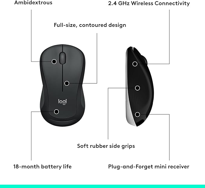Logitech MK540 Advanced Wireless Keyboard and Mouse Combo for Windows, 2.4 GHz Unifying USB-Receiver, Multimedia Hotkeys, 3-Year Battery Life, for PC, Laptop
