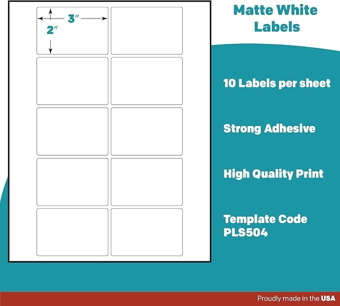 Premium Label Supply White Sticker Product/Shipping Labels – 3" x 2" – Laser/Inkjet Compatible – (10 per Sheet), 1000 Sheets – 10,000 Total Adhesive Labels