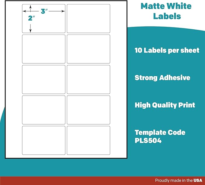 Premium Label Supply White Sticker Product/Shipping Labels – 3" x 2" – Laser/Inkjet Compatible – (10 per Sheet), 2000 Sheets – 20,000 Total Adhesive Labels