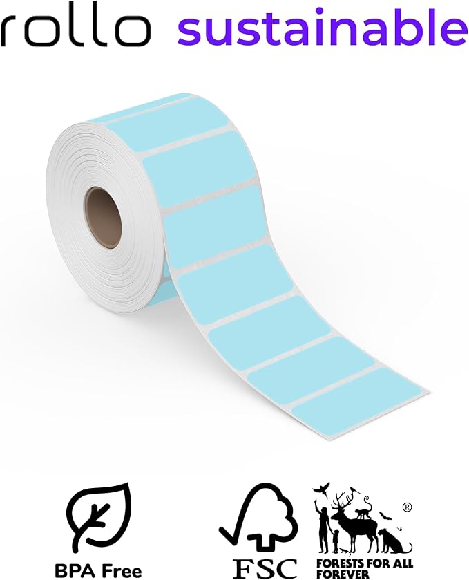 Rollo Direct Thermal 2x1 Sticker Labels - Roll of 1,000 Labels (Green) | Multi-Purpose Thermal Labels for Shipping, Inventory, Tags, Organization, Strong Adhesive, Colored Stickers