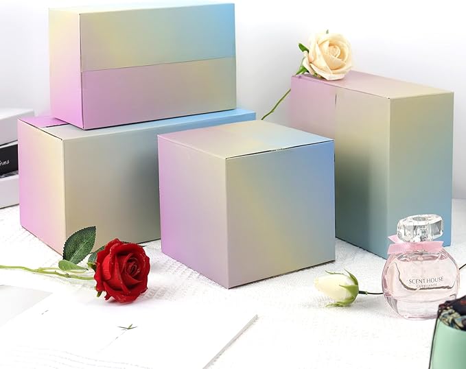 6x6x6 Inch Cute Colorful Shipping Boxes, 30 Pack Corrugated Cardboard Box, Mailing Packaging Boxes for Small Business