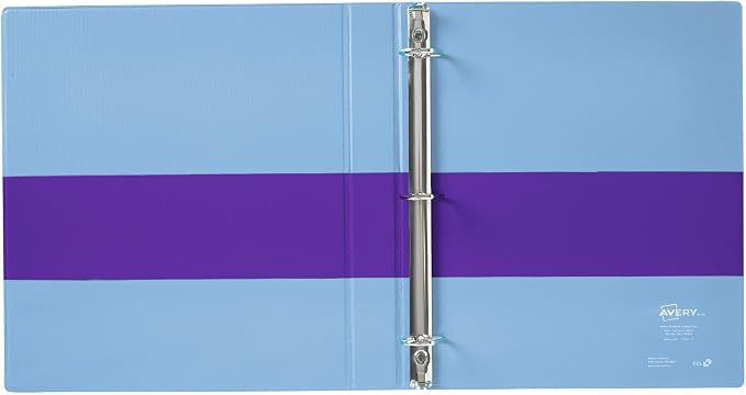 Avery® Two-Tone 3 Ring Binder, 1" Slant Rings, 1 Violet/Blue Binder | For School, Home and Office Organization, DuraHinge Tear-Resistant Spine, DuraEdge Split-Resistant Edges, Interior Pockets