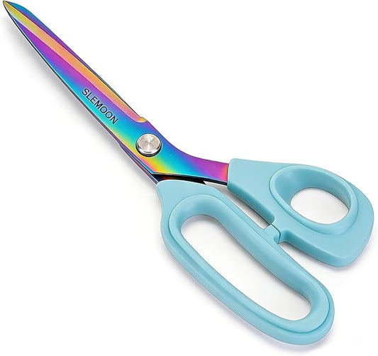 10" Scissors All Purpose, Heavy Duty Professional Tailor Scissors for Fabric Cutting, Leather Craft & Sewing Projects, Light Blue