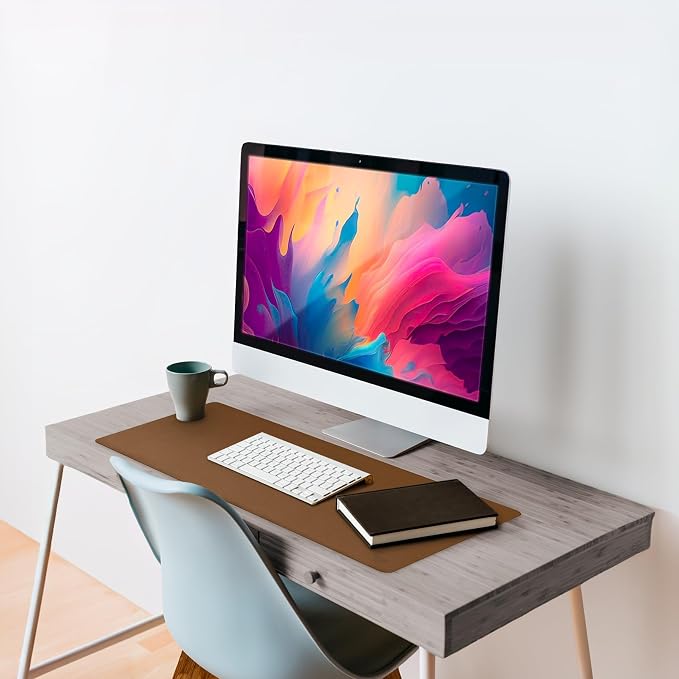 Vine Creations Leather Desk Pad - Large 44" x 22", Desk Protector, PU Leather, Brown