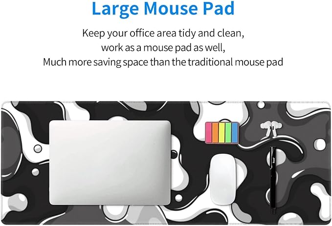 Black and White Gaming Mouse Pad, Large Mouse Pad for Desk Mat XXL XL Mousepad, Big Keyboard Pad Office Desk Accessories Decor