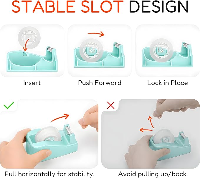 Lightweight Desktop Tape Dispenser, 6 Rolls Tape, 1" Core | Transparent Tape with Stable Non-Skid Base, 0.71" x 1000" Each, for Office, Home, School, Wrapping & Crafts