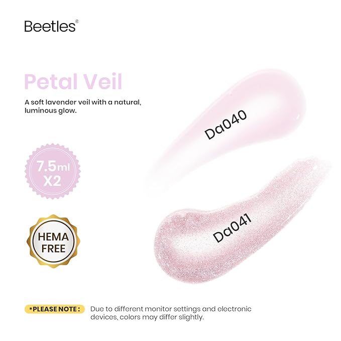 Beetles Builder Gel HEMA-Free,2 Pcs 8 in 1 Jelly Purple & Glitter Building Apex,Strengthening Thickening Sensitive Nails Extension,for Begginer DIY UV Nails at Home,Light Purple Building Gel