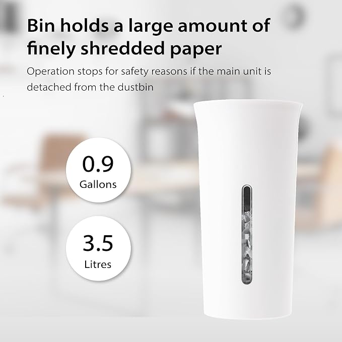 Asmix B08W Paper Shredder for Home use Office, White Compact Design, 2 Sheet Crosscut Paper, 10 Mins Running Time 14.7" × 7.2" × 3.7"