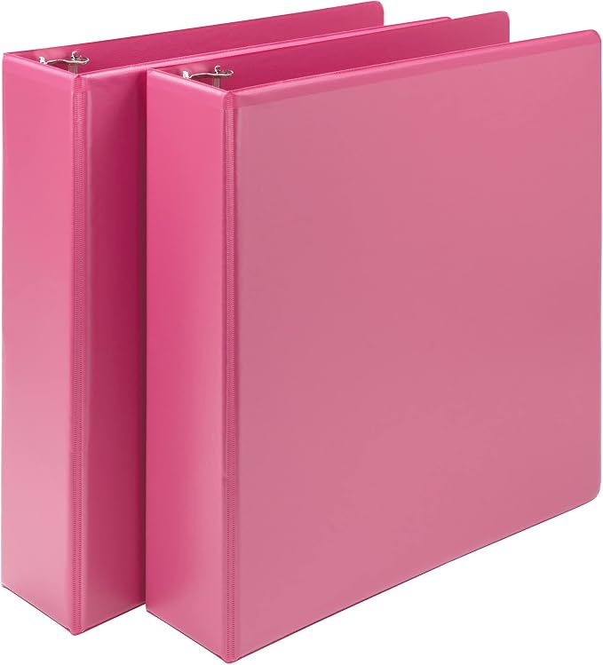 Samsill Plant-Based 2 Inch Durable Round Ring, View Binder, Eco-Friendly, USDA Certified Biobased, 2 Pack, Berry Pink