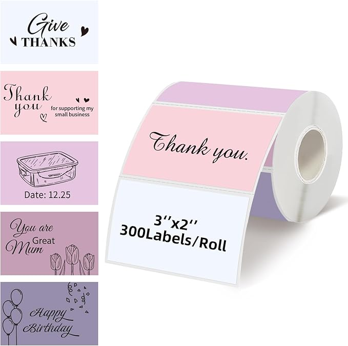 Starboling 3" x 2" Thermal Labels,Self-Adhesive Rectangle Thermal Printer Sticker,for Price,Barcode,Mailing,Name（Pink Gradient）