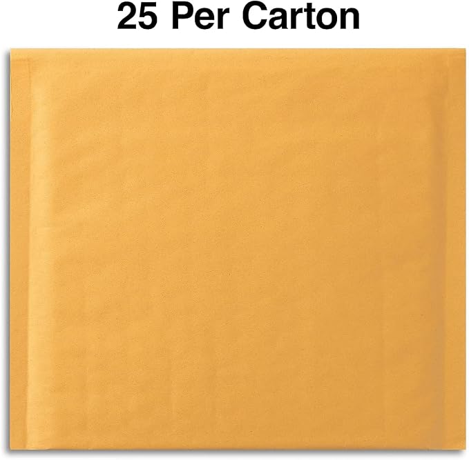 Staples Self-Seal Bubble Cushioned CD/DVD Mailers, 7.25x8 In, 25ct | Kraft cushioned mailers for shipping discs, photos, and small items.