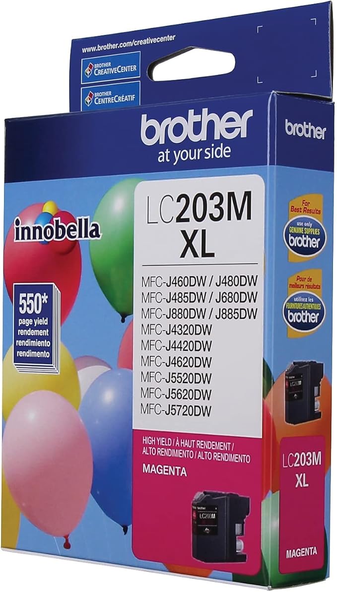 Brother Printer LC203M High Yield Ink Cartridge, Magenta, 550