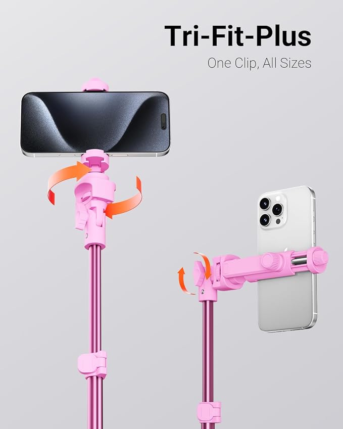VIMOSE 66" Phone Tripod, Tripod for iPhone with Remote & Phone Stand | Extendable Cell Phone Tripod for Video Recording, Ultimate Tripod & Monopod Accessories for iPhone/Android, Ruby Star