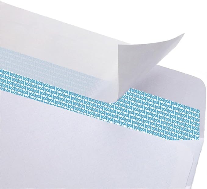 Aimoh 100#10 Security Self-Seal Envelopes, Windowless Design, Premium Security Tint Pattern, Ultra Strong Quick-Seal Closure -EnveGuard- Size 4-1/8 x 9-1/2 Inches -White- 24 LB (34010-100)