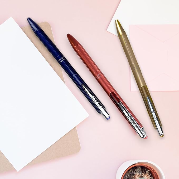 Zebra Pen, SARASA Grand Retractable Gel Pen, Solid Brass Barrel, Fast-Drying Black Ink, 0.7mm Point, Ideal for the Left Handed, Eliminates Smudging, Rose Gold Brass Barrel, 1-Pack, (45311)