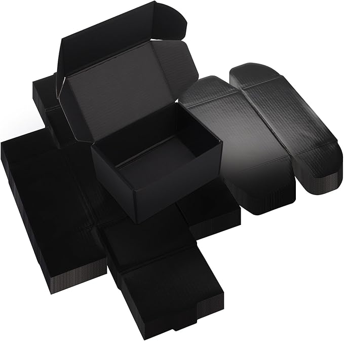 Rempry 6x4x3 Black Shipping Boxes for Small Business 20 Pack, Small Cardboard Corrugated Mailer Boxes Gifts for Packaging Mailing