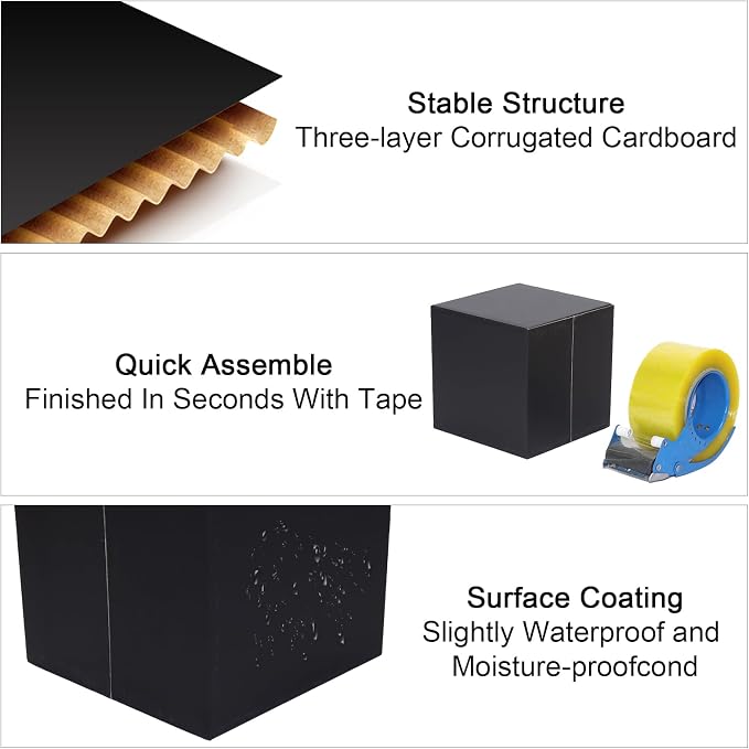 6x4x4 Black Shipping Boxes for Small Business, 30 Pack Corrugated Cardboard Box, Small Boxes for Shipping Packing