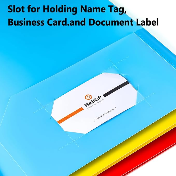 Plastic Folders with Pockets, 24 Color Heavy Duty Two Pocket Folder Business Card Holder for Office High School