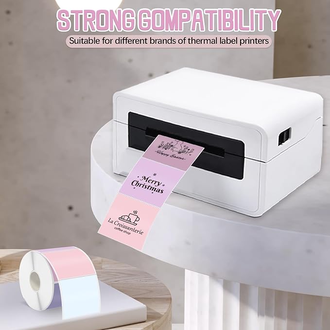 Starboling 2"x2"Square Thermal Labels,Self-Adhesive Thermal Sticker Printer Labels for Small Business,Address,Color Coding（Pink Gradient）