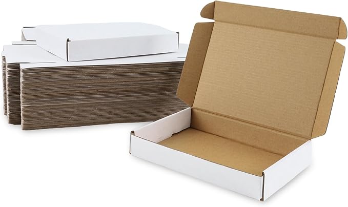 BIOBROWN 7x5x1" 50 Pack Corrugated Cardboard Boxes Small Shipping Box for Packaging Small Business Mailer Mailing White