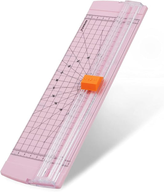 Rayson Paper Cutter Trimmer, A4 Size, 12" Craft Cutter, Light Pink | A4 12" paper trimmer for coupons, craft paper, photos and DIY projects; compact light pink design.