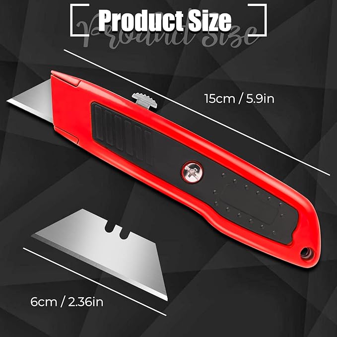 6 Pack Utility Knife, Colorful Retractable Box Cutter with 10 SK5 Blades, Heavy Duty Razor Knife for Cardboard, Boxes, and Cartons