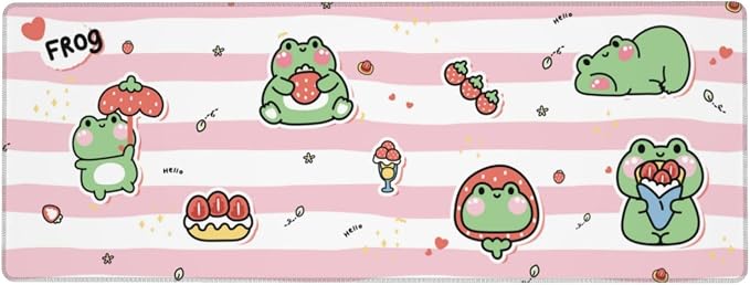 Cute Frog Mouse Pad XL Large Mousepad Non Slip Rubber Base Desk Mat for Laptop Computer Gaming 31.5" X 12"