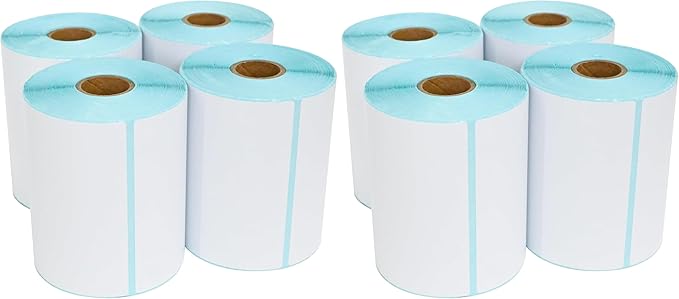 L LIKED 4"x6" Direct Thermal Labels, 1000 PCS White Perforated & Strong Adhesive Shipping Labels, 250 Labels per Roll, for Address Barcode Mailing (4 Rolls) (Pack of 2)