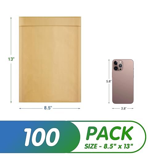 Kraft Bubble Mailers 8.5 x 13 Inch Natural Brown, Padded Envelopes Self Seal, Pack of 100, Bubble Lined Kraft Paper Mailing Envelopes for Shipping