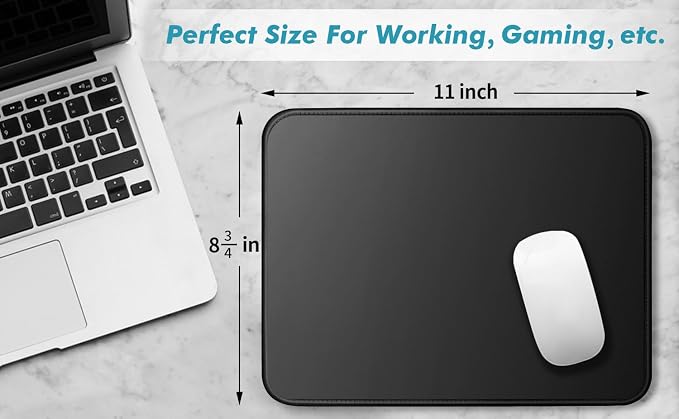 Mouse Pad 3 Pack, Black Mouse Pads 11 x 8.7 in, 35% Larger Size, Smooth Surface, Stitched Edges, Non-Slip Rubber Base. Ideal Mousepad for Computer, Laptop, Office, Home & Gaming | 35% Larger for Smooth Control, Non-Slip Rubber Base and Stitched Edges. ...