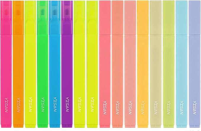YISAN Highlighters Pastel No Bleed,Assorted Colors Bible Pens,Aesthetic,Soft Tip for Book,Journal,70962