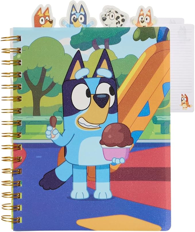 Bluey Tab Journal Notebook, Spiral Bound, 96 Lined Pages, 8 x 7 inches