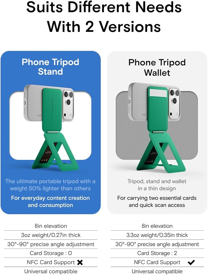 MOFT Phone Tripod Stand, Portable Selfie Stick for iPhone, Mulit-Angle | Pocket Size | Strong Magnets l MOVAS Leather | Magsafe Compatible | Easy to Charge | Stylish |For Content Creators