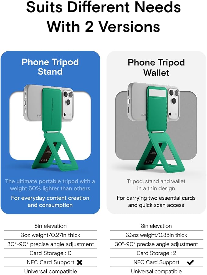 MOFT Phone Tripod Stand, Portable Selfie Stick for iPhone, Mulit-Angle | Pocket Size | Strong Magnets l MOVAS Leather | Magsafe Compatible | Easy to Charge | Stylish |For Content Creators