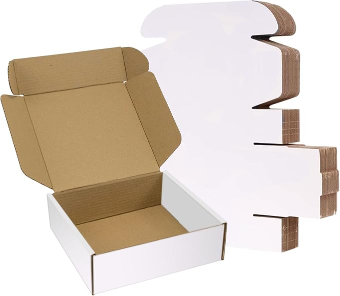 4x4x2 inches Shipping Boxes 25 Pack,TUKYLIL White Corrugated Cardboard Box,Mailer carton for Packaging Small Business,Gifts,Craft,Jewelry,daily supplies