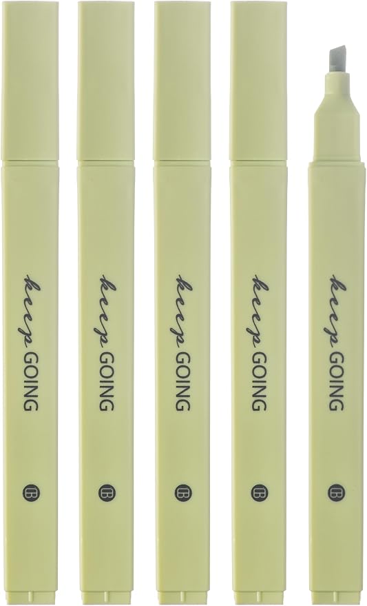 DIVERSEBEE Bible Highlighters with Soft Chisel Tip, No Bleed (Green) | 5 Pack Single Color Pens, Quick Dry, Cute Aesthetic Markers for Bible Study Journaling Supplies