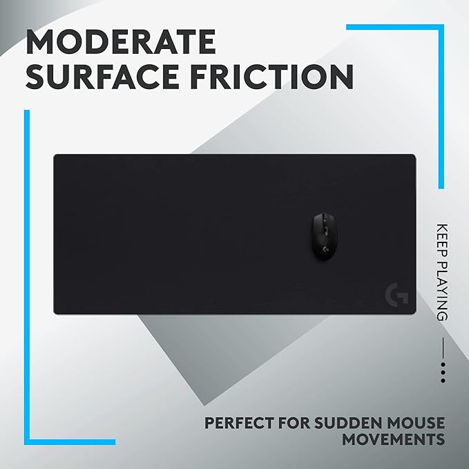 Logitech G840 XL Cloth Gaming Mouse Pad - 0.12 in Thin, Stable Rubber Base, Performance-Tuned Surface - Black