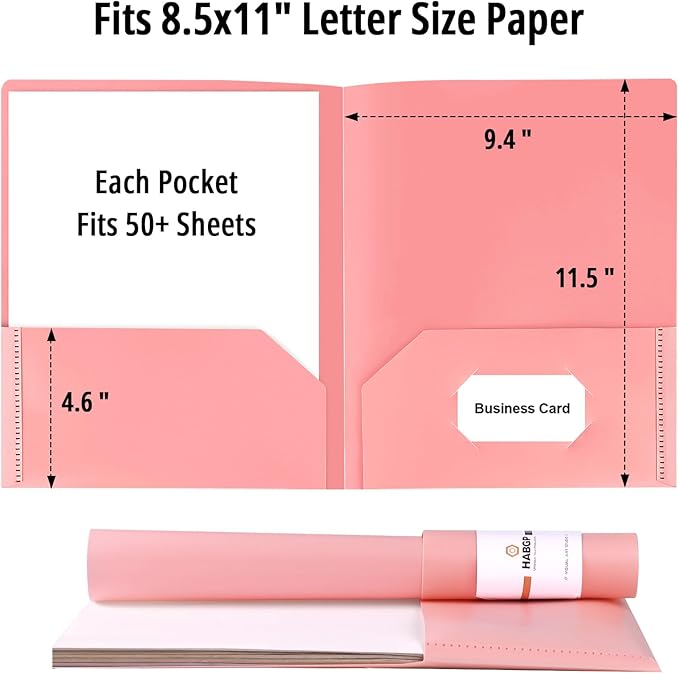 18 Pack Colored File Folders with Pockets and Business Card Holder, Pastel Decorative Pocket Folders for Documents, Cute Plastic Folders for Filing Cabinet, School, Office, Resume Portfolio